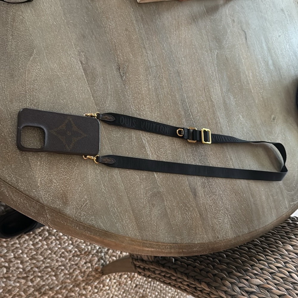 Louis Vuitton Brown and Gold iPhone 13 Pro Case and strap